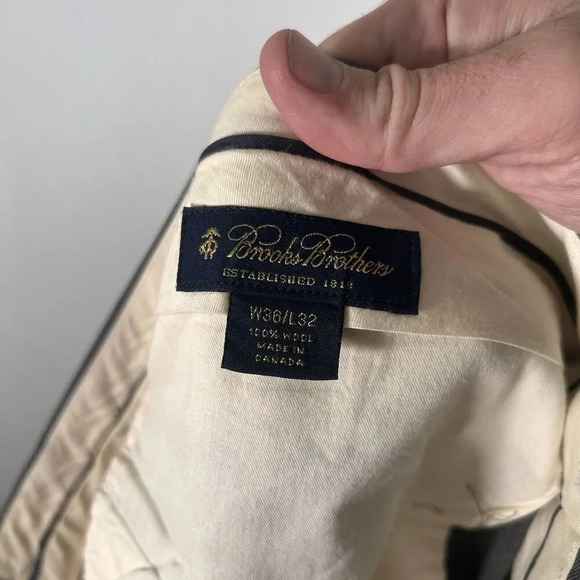 Brooks Brothers Dress Pants Men's 36x32 Grey 100% Wool Pleated Office Work - Picture 9 of 9